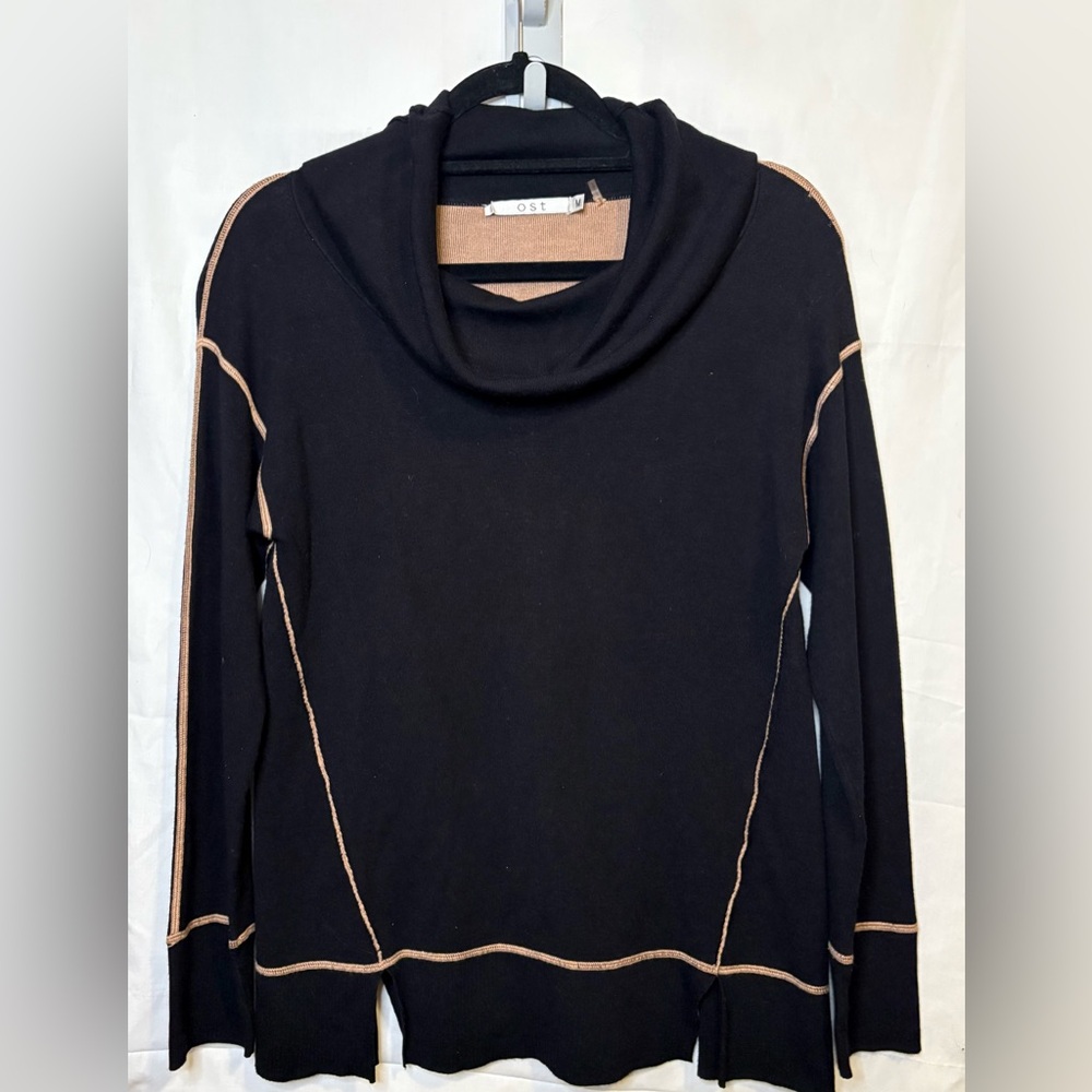 OST Black Sweater with Tan Accents
